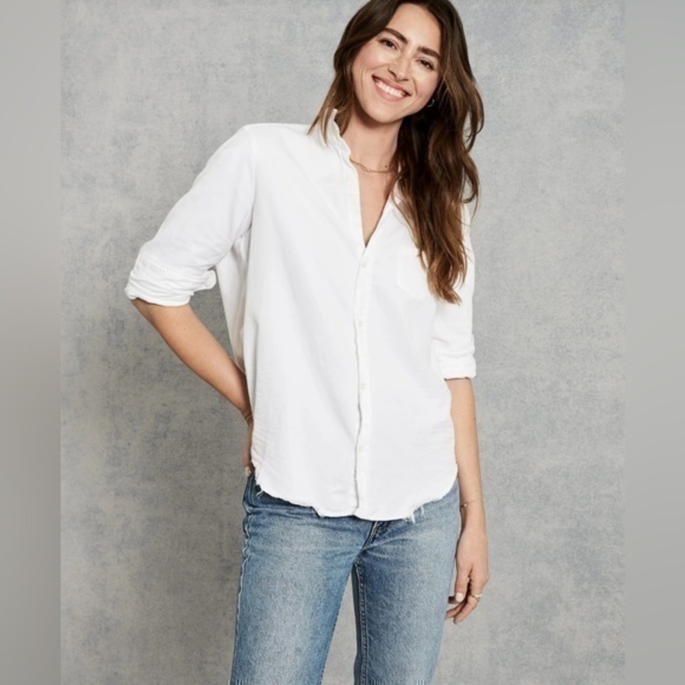 Matty M White Lyocell Button Front Blouse Women’s Medium Lightweight